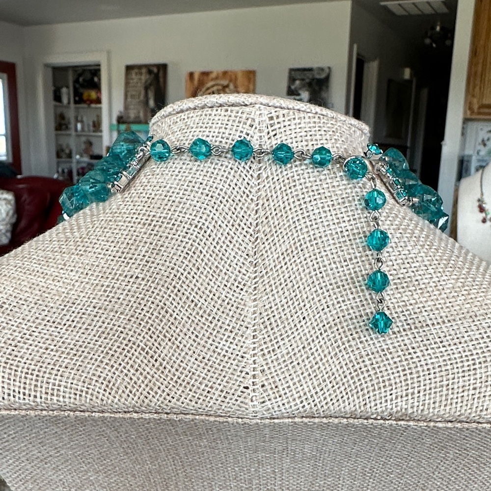 Tarina Tarantino Acrylic Triple Strand Turquoise And Blue Statement Necklace - Picture 9 of 16